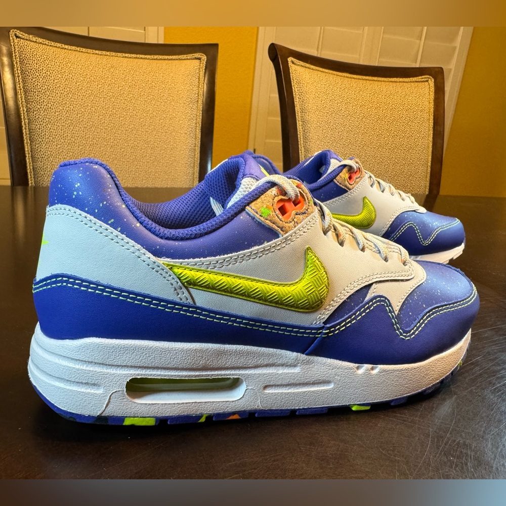 New Nike Air Max 1 Blue White Sneakers Shoes Size US 6Y - Picture 3 of 13